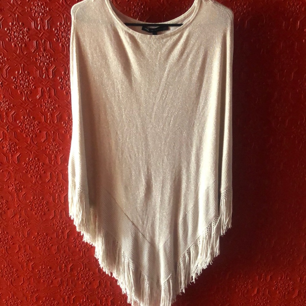 Beige shimmer poncho